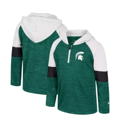 Colosseum для мальчиков и девочек, зеленая толстовка с капюшоном Michigan State Spartans Creative Control Raglan с застежкой-молнией на четверть длины