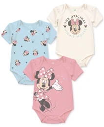 Боди с короткими рукавами для девочек Disney Baby Girls Minnie Mouse, 3 шт. в упаковке
