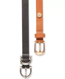 Комплект из двух ремней Steve Madden для женщин, черный и коньячный, из искусственной кожи