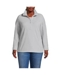 Туника-пуловер из флиса Lands' End Plus Size Anyweather с застежкой-молнией на четверть оборота