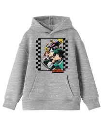 Толстовка с капюшоном My Hero Academia Boys Group Art Checkered Frame с длинным рукавом, спортивная, молодежная, размер XL