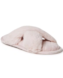 Женские тапочки-слайдеры Jessica Furry Cross Band Dearfoams