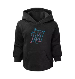 Outerstuff Малыши Мальчики и Девочки Черный Miami Marlins Основной Логотип Пуловер Толстовка