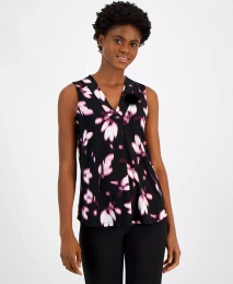 Женский топ Anne Klein без рукавов с принтом и V-образным вырезом