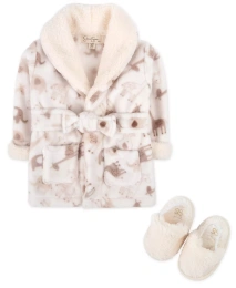Детский банный халат Jessica Simpson с тапочками из шерпы, комплект из 2 предметов