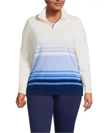 Пуловер Lands' End Plus Size Anyweather из флиса с застежкой-молнией на четверть оборота