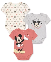 Боди с короткими рукавами Disney Baby Mickey Mouse, 3 шт. в упаковке
