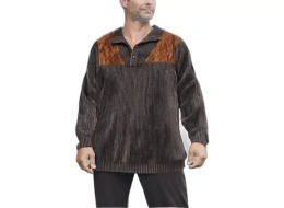 Мужской свитер Boulder Creek от KingSize Big & Tall с нашивками и воротником-стойкой