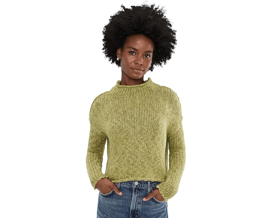 Свитер Free People Opal из хлопка с отворотом на горловине и пониженными плечами