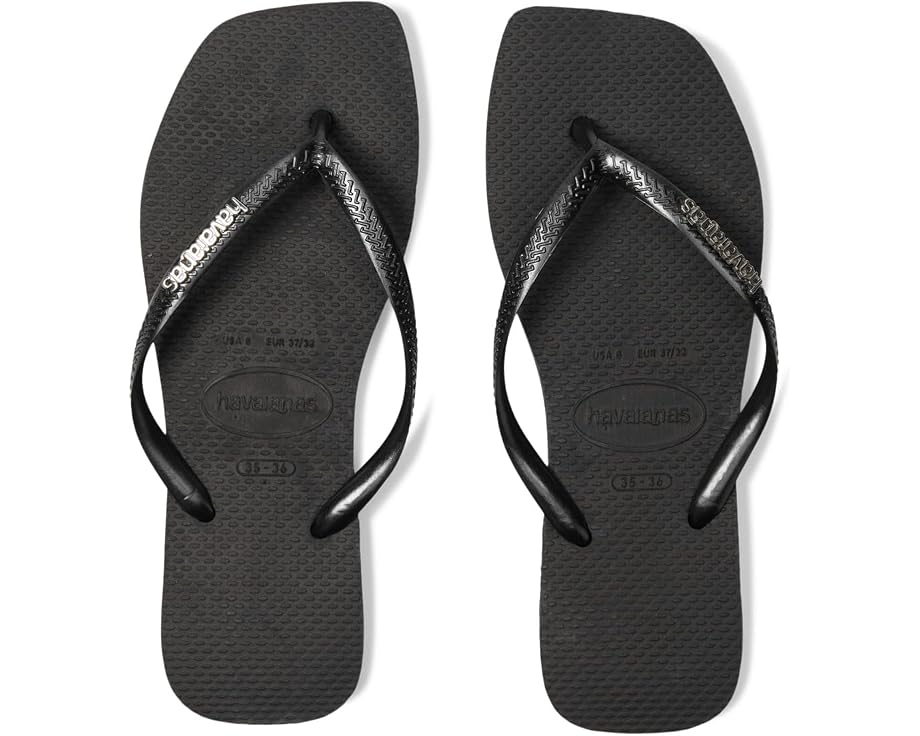 Havaianas шлепанцы Slim Square Logo Metallic с квадратным носком и тонкими бретелями