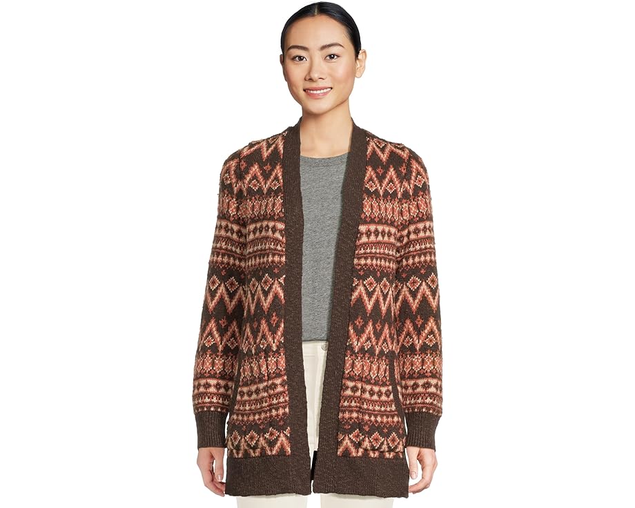Кардиган L.L.Bean Cotton Ragg Sweaters Open Cardigan Fair Isle с рисунком и приталенным кроем