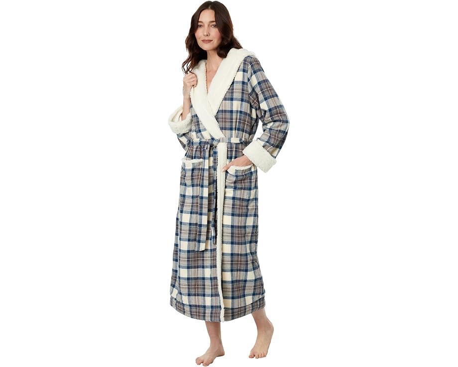 L.L.Bean Длинный махровый халат в шотландскую клетку