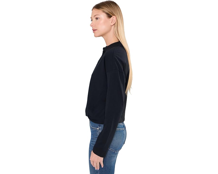 Топ Lilla P Faux Wrap Collared с имитацией запаха и длинными рукавами