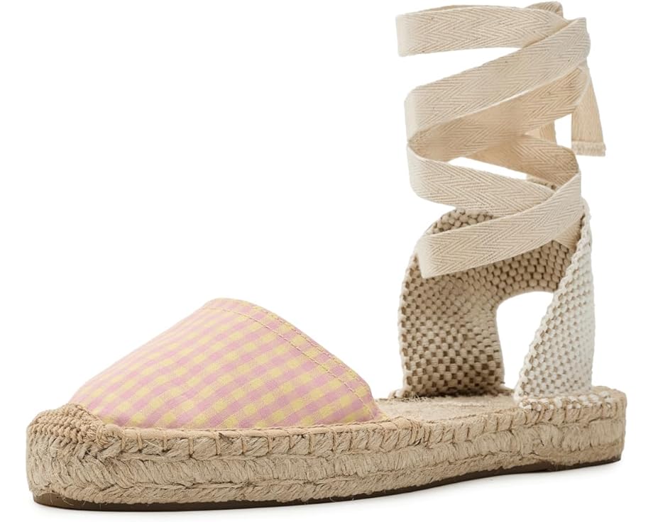 Босоножки Soludos Vichy Lauren Lace-up с завязками и клетчатым верхом