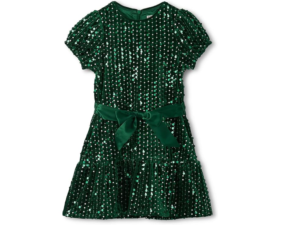 Бархатное платье Hatley Kids с пайетками и поясом