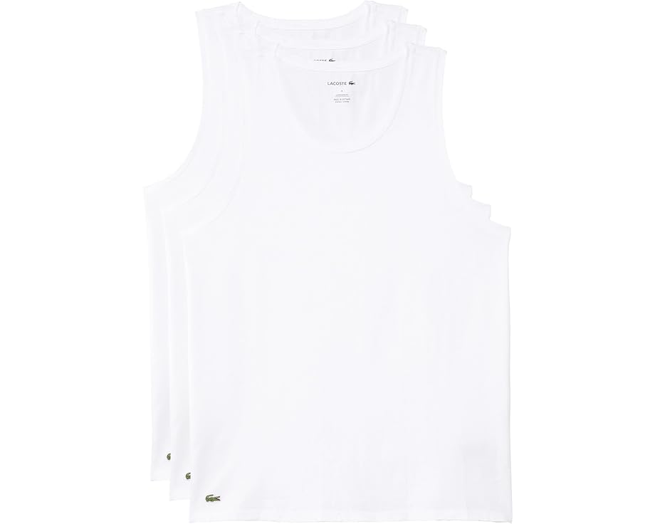 Три майки Lacoste Slim Fit из 100% хлопка с круглым вырезом и фирменным крокодилом