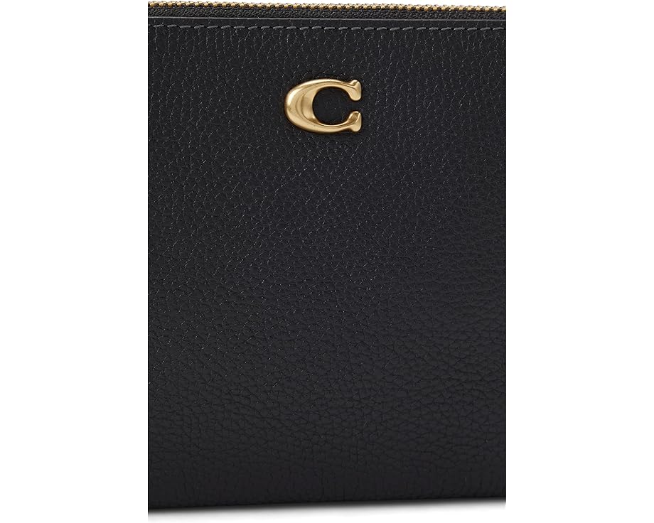 Маленький кошелек на запястье COACH Polished Pebble из кожи