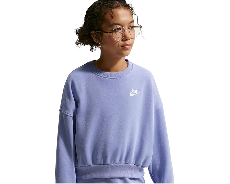 Свитшот Nike Kids Sportswear Club Fleece Boxy Crew Neck с вышитым логотипом