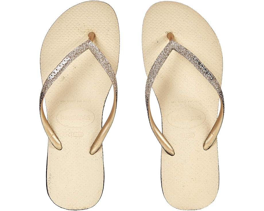 Блестящие шлепанцы Havaianas Slim Sparkle с блестками на подошве и ремешках