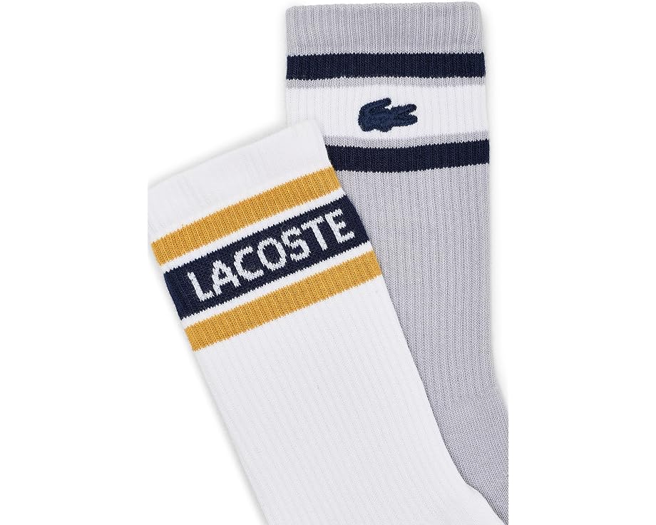 Lacoste 2 пары полосатых носков с логотипом