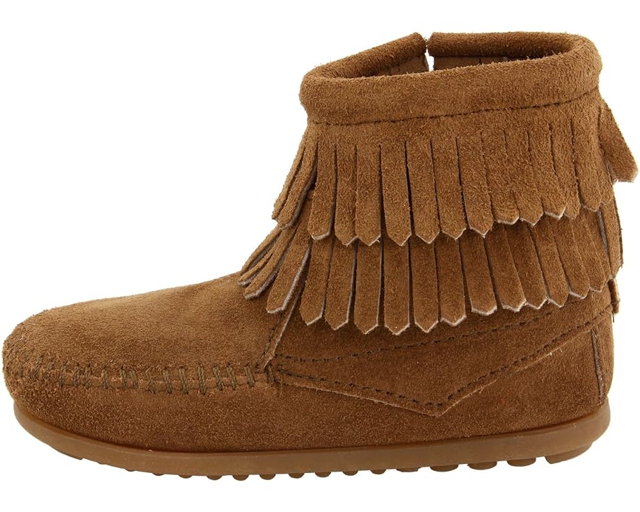Ботильоны Side Zip Double Fringe от Minnetonka Kids с бахромой и молнией