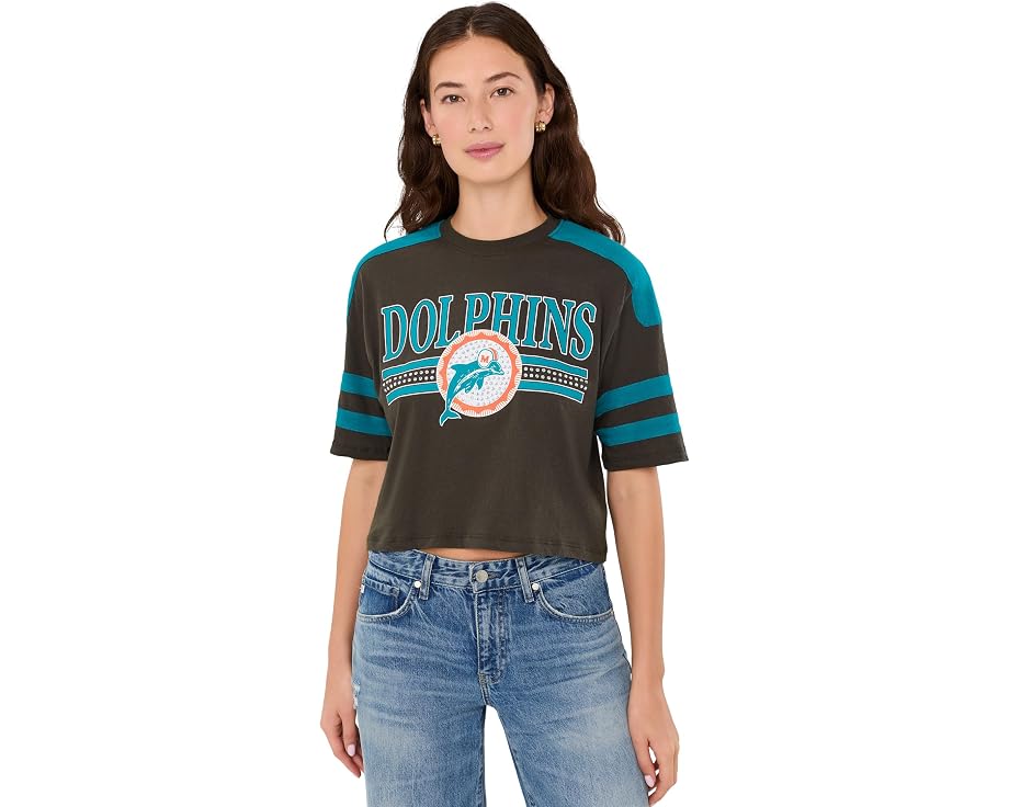 Junk Food Clothing футболка кроп Miami Dolphins со стразами