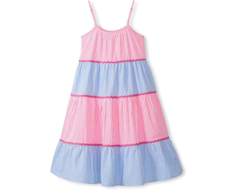 Платье миди Hatley Kids из смесового ситца с бретелями и ярусами