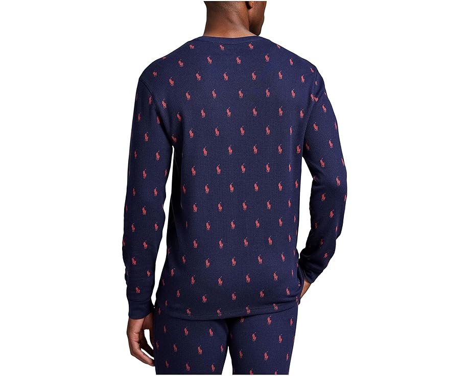 Пижамная блуза Polo Ralph Lauren с длинным рукавом и вафельной структурой