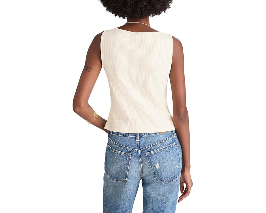 Топ Madewell Ribbed Crewneck Shell Top с рельефной вязкой и застежкой на пуговицы