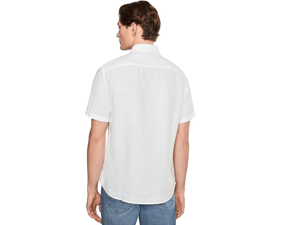 Рубашка Faherty Short Sleeve Palma Linen Shirt из 100% льна с накладным карманом
