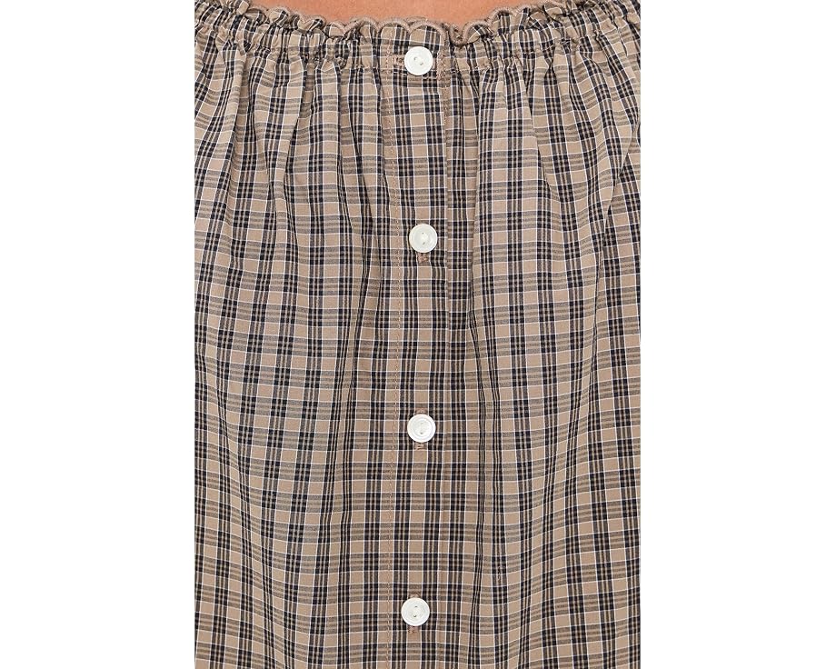 Madewell The Chateau Top блуза в клетку с короткими рукавами