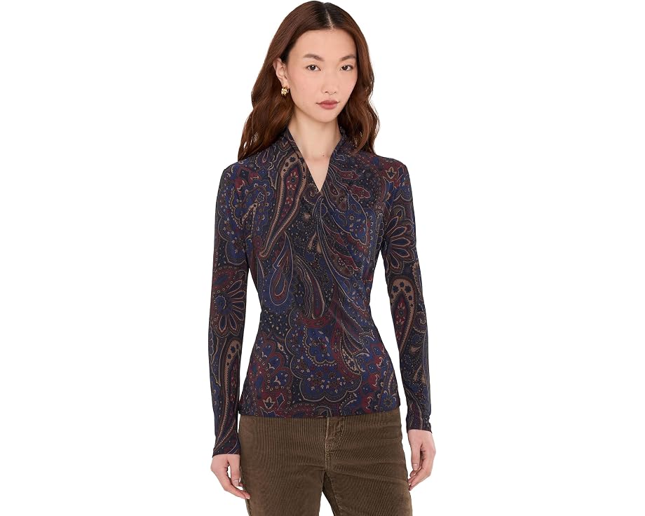 Lauren Ralph Lauren Топ Paisley Stretch Jersey с запахом