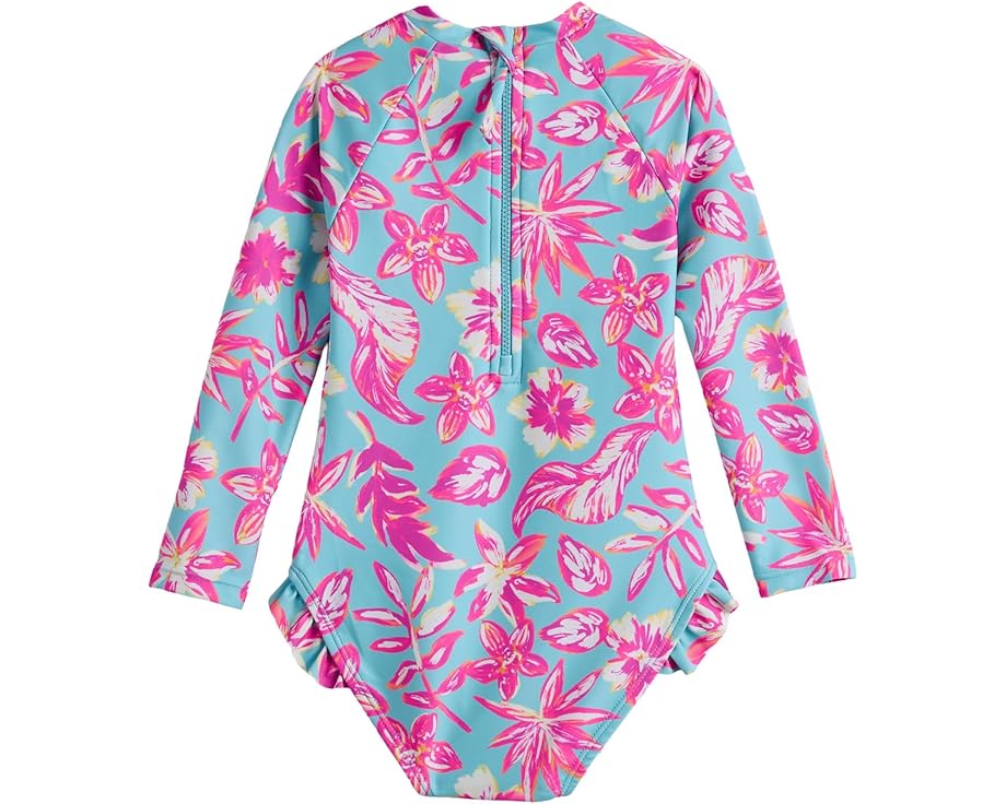 Цельный купальник с рукавами и оборкой на ноге Tropical Glow из переработанного материала