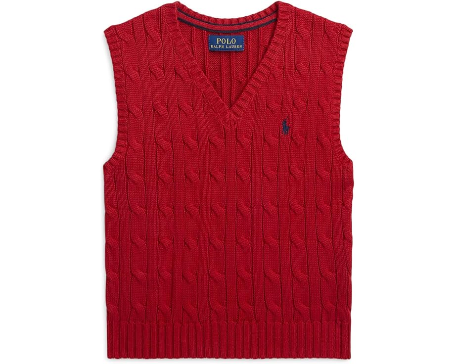 Хлопковый жилет с косой вязкой Polo Ralph Lauren Kids для малышей и младших детей