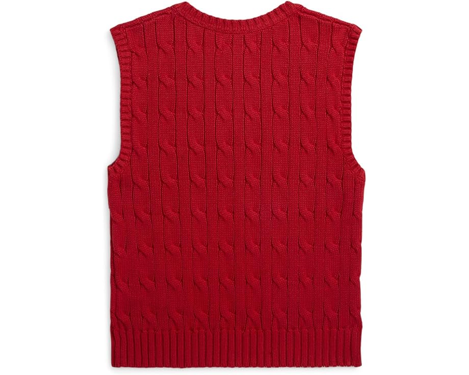 Хлопковый жилет с косой вязкой Polo Ralph Lauren Kids для малышей и младших детей