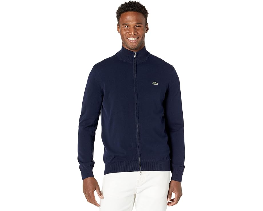 Свитер Lacoste с высоким воротником и молнией из 100% хлопка