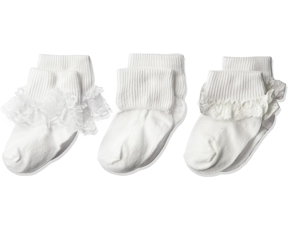Baby-girls Eyelet Lace/Turn Cuff/Fancy Lace Baby Socks 3 Pack
