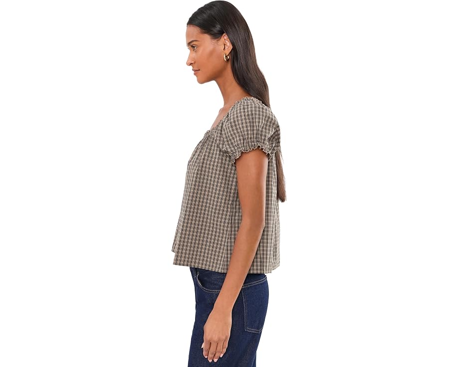 Madewell The Chateau Top блуза в клетку с короткими рукавами