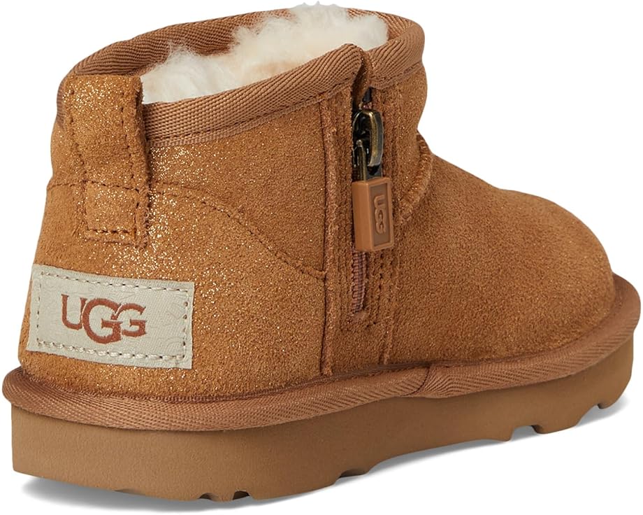 Детские тапочки UGG Kids Classic Ultra Mini Dazzle с замшевым верхом и подкладкой из переработанной шерсти