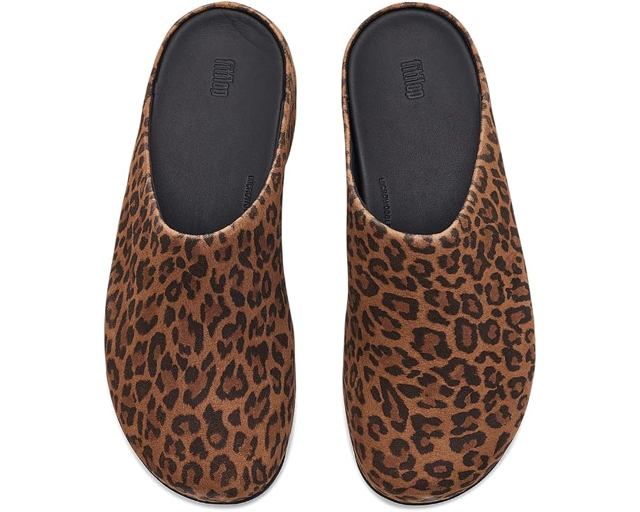 Мюли FitFlop Shuv из замши с леопардовым принтом