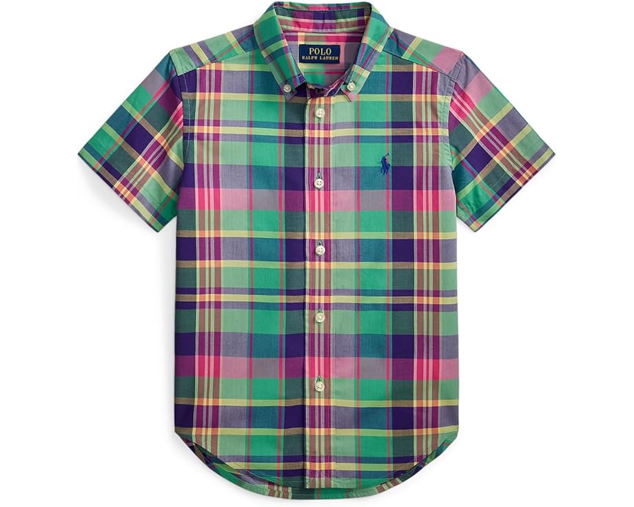Рубашка Polo Ralph Lauren Kids с коротким рукавом из хлопкового поплина в клетку