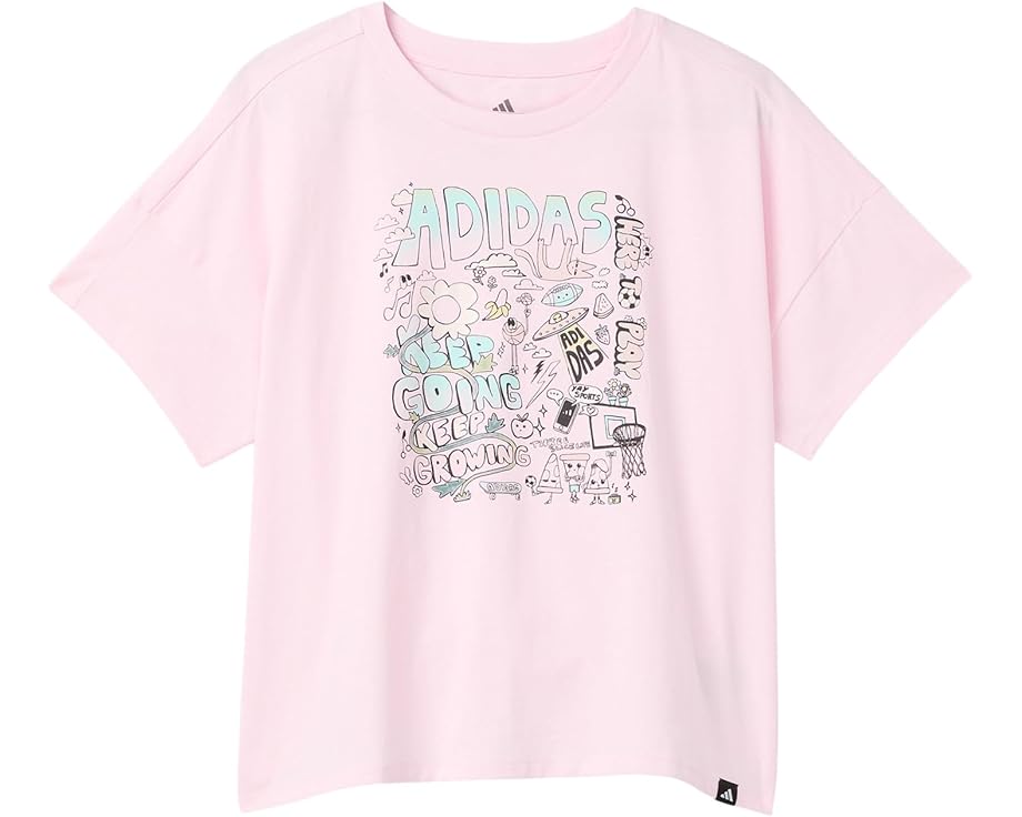 Футболка adidas Kids Drop Shoulder с графическим принтом и свободным кроем