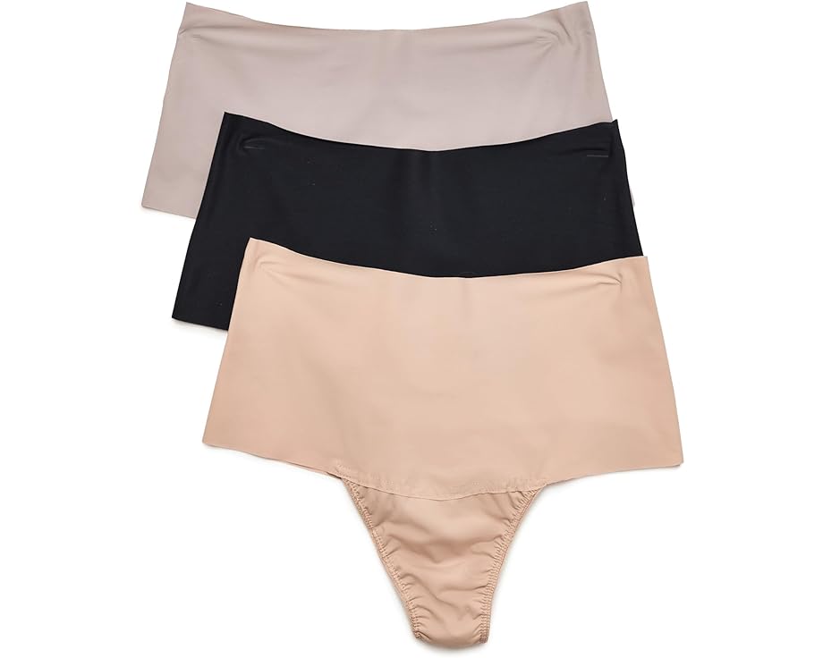 Hanky Panky BreatheSoft черные трусы стринги с высокой посадкой 3 шт