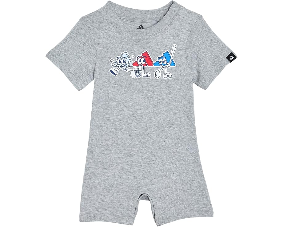 Детский комбинезон adidas Kids с короткими рукавами и логотипом 3-Bar из хлопка и полиэстера