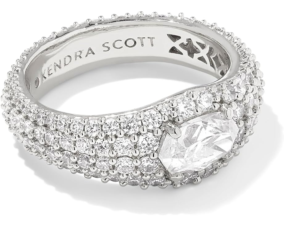 Кольцо Kendra Scott Bella Band с темно-зеленым кристаллом и латунной основой