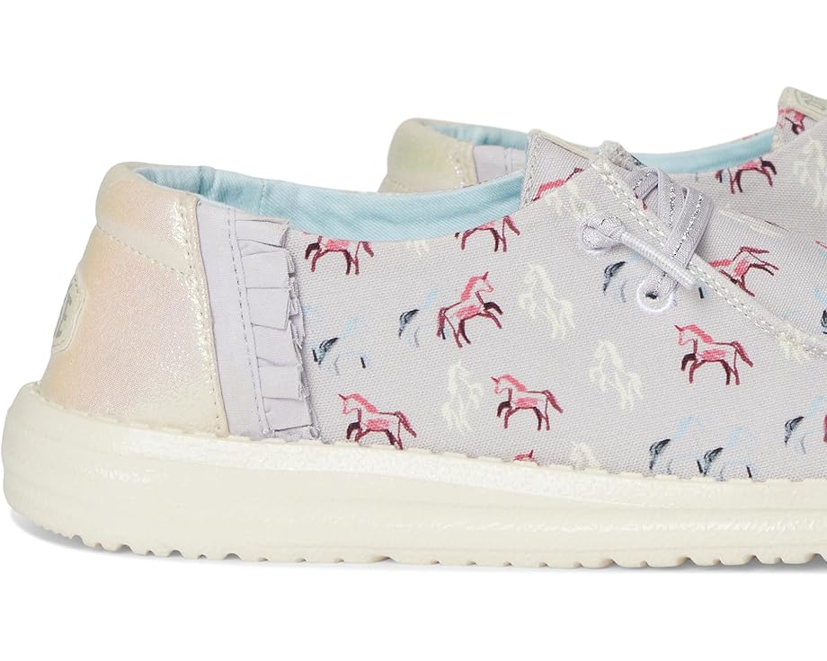 Детские слипоны Hey Dude Kids Wendy Unicorn Sparkle с текстильным верхом и блестками