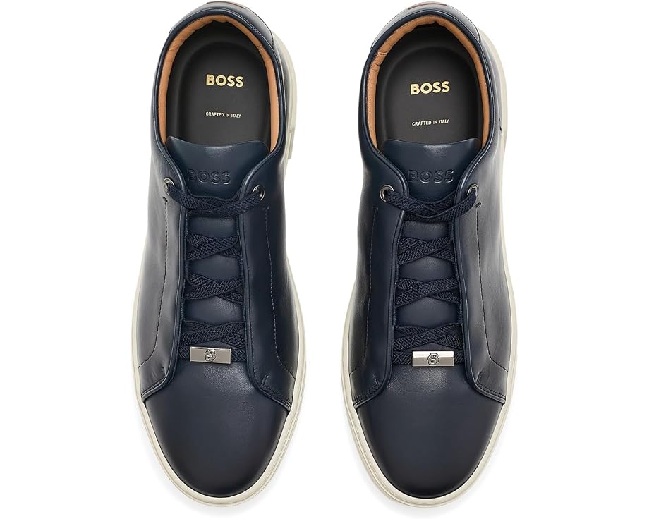 Кеды BOSS Gary Leather Sneakers кожаные с темно-синим верхом