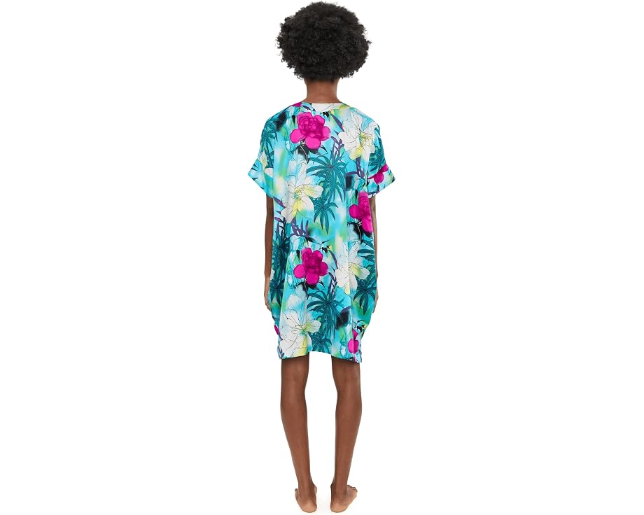 Natori пижамная рубашка Viva Printed Satin Sleepshirt с цветочным принтом
