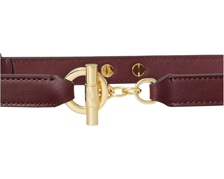 Узкий кожаный ремень Lauren Ralph Lauren с застежкой-переключателем