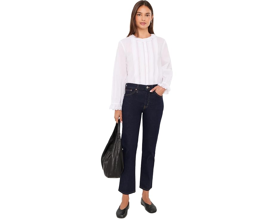 Madewell Ruffled Pintuck Top с высоким воротом